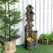 Edge Collections - 11"x 10.75" x 34.75" - Brown - Rustic Tiered Outdoor Fountain with Birdhouses and Bird Bath!